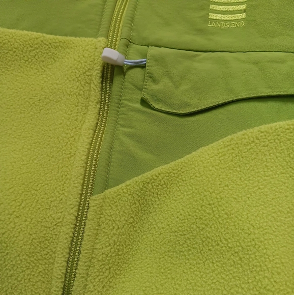 Lands End PLUS lime green fleece Zip up Sweater - Picture 5 of 8